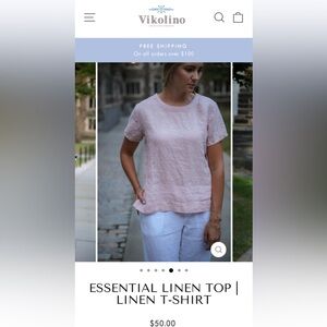 Vikolino ESSENTIAL LINEN TOP T-SHIRT European Washed Mauve Pink Coastal XL